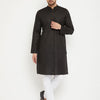 Men's Black Cotton Blend Straight Kurta Pyjama Set