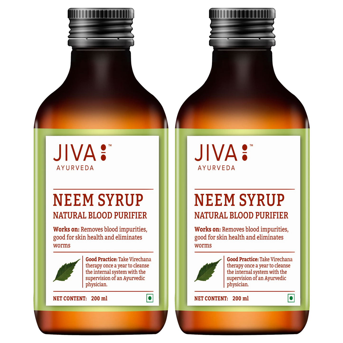 Jiva Neem Syrup | 100% Ayurvedic Formula | Purifies Blood & Improves Circulation - 200ml