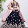Women Navy blue Pure Georgette Sequins and thread embroidery  Lehenga choli & Dupatta