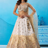 Tissue Beads & Sequins Embroidered Omber Beige and Cream Semi-Stitched Lehenga choli & Dupatta