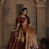 Dhiyona GR Women's Beige & Maroon Soft Ghicha Tussar Silk Saree with Beautiful Kalamkari Printed Work