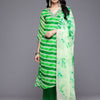 Dhiyona VR Women's Green Leheriya Zari And Sequins Embroidered Kurta Set With Dupatta