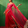 Adaa Orange Pink Double Shade Organza Saree