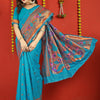 Dhiyona GR Women's Fancy Mor Cyan Blue Zari Paithani Silk Saree