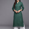 Dhiyona VR Women's Sea Green Woven Straight Kurta