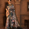 Dhiyona GR Women's Cream & Black Soft Ghicha Tussar Silk Saree with Beautiful Kalamkari Printed Work