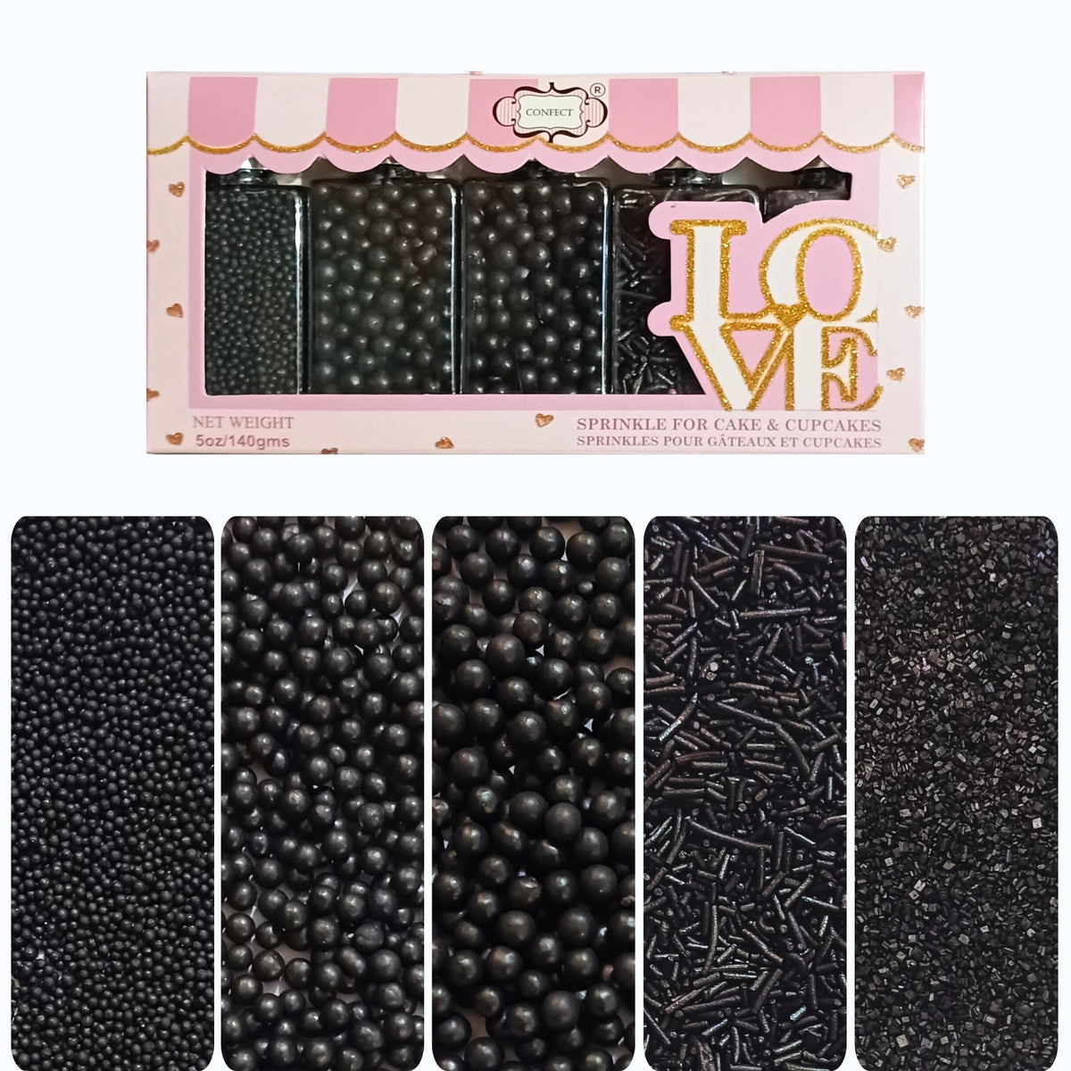 Confect Sprinkles for Cakes & Cupcakes Decoration | USP-19(Black)