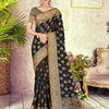 Dhiyona GR Women's Black Diamond Crow Black Zari Woven Design Cotton Blend Saree