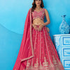 Pink- Tissue Beads & Sequins Embroidered Semi-Stitched Lehenga & Unstitched Blouse With Dupatta