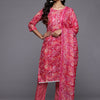 Dhiyona VR Women's Floral Jaipuri Printed Lace Detaled Kurta Set With Dupatta