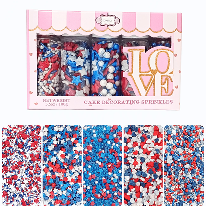 Confect Heart & Star Sprinkles | Pearls & Jimmies | Ultimate Avenger Patriotic Sprinkles