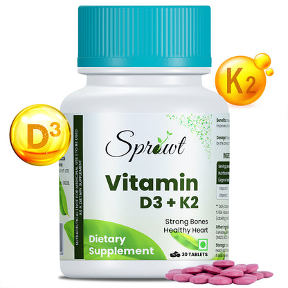 Sprowt Vitamin D3 + K2 Help in Strong Bones Tablets
