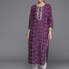 Dhiyona VR Women's Purple & White Bandhani Printed Pure Cotton Kurta