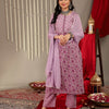 Dhiyona VR Women's Purple Floral Printedstraight Kurta Paired With Tonal Printed Bottom And Dupatta