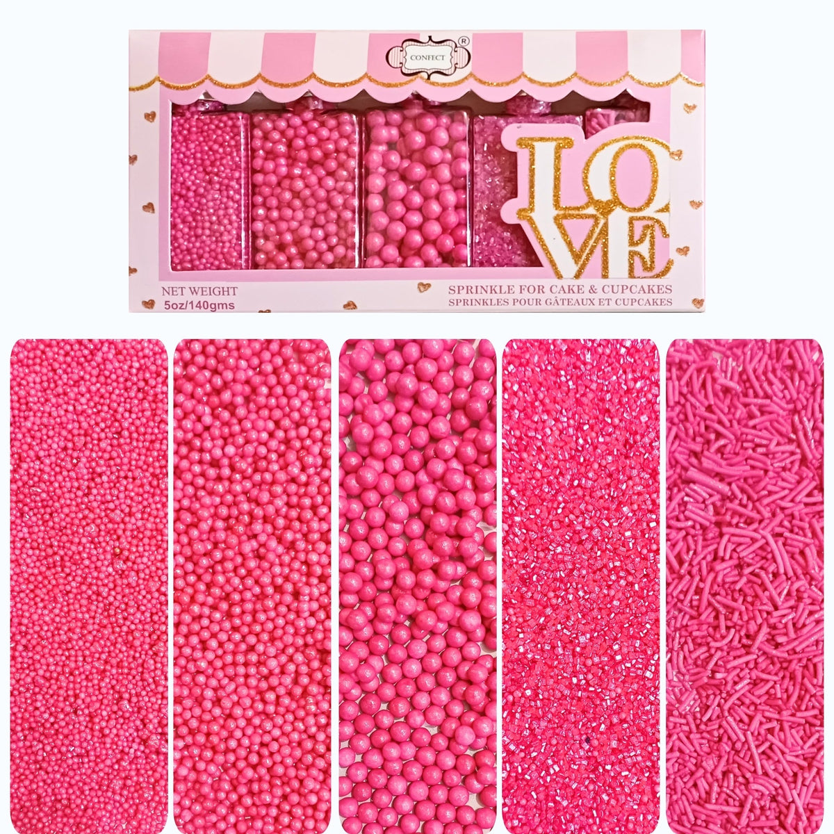 Confect Sprinkles for Cakes & Cupcakes Decoration | USP-7(Hot Pink)