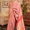 Dhiyona GR Women's Kalista Peachy Pink Woven Jamewar Kashmiri Banarasi Saree