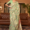 Dhiyona GR Women's Kalista Pista Green Woven Jamewar Kashmiri Banarasi Saree