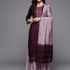 Indyancart VR Women's Embroidered Kurta Paired With Contrast Color Sharara And Dupatta