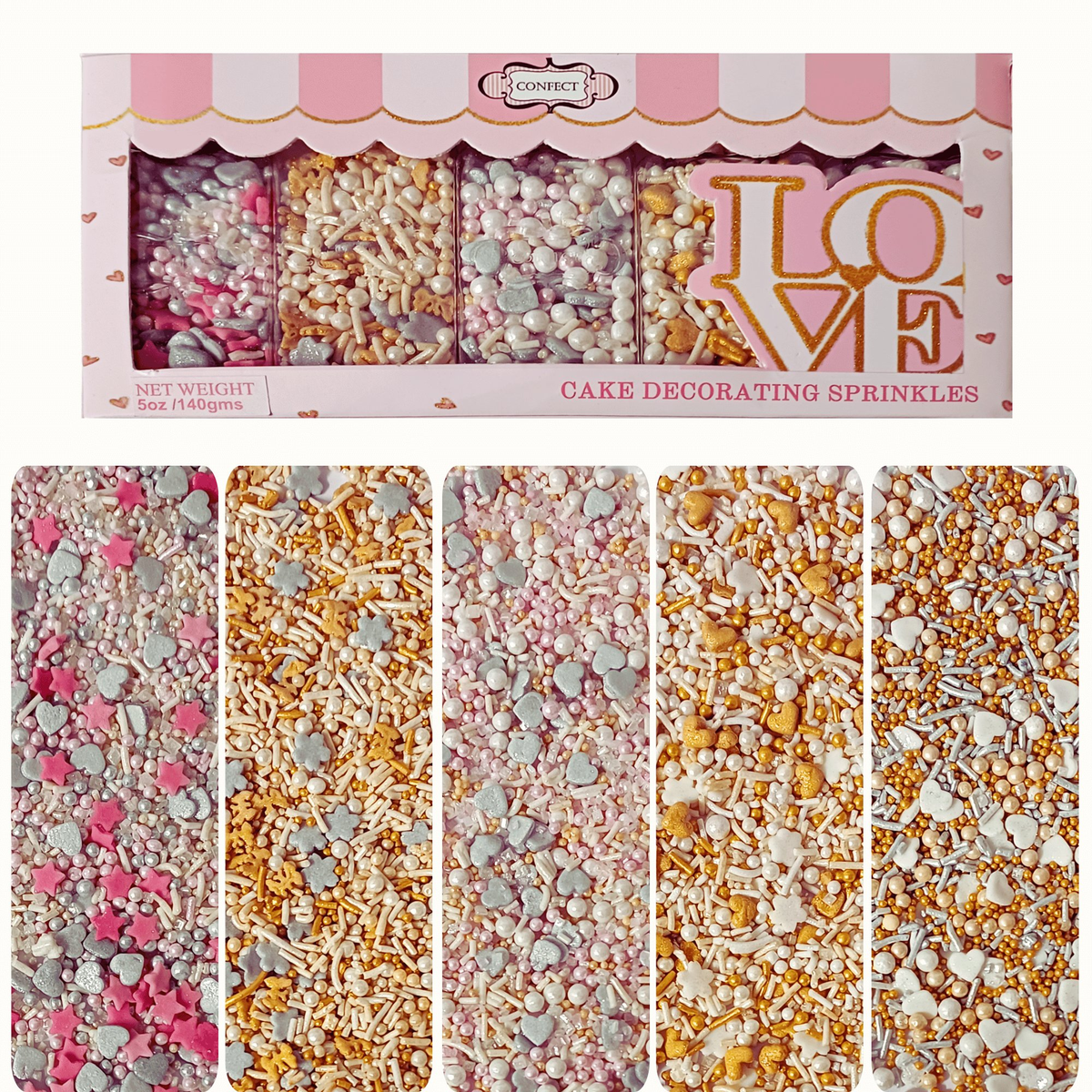 Confect Valentine Sprinkles | 19 Edible Decoration for Baking & Dessert