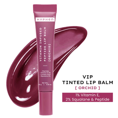 Hyphen Tinted Lip Balm ,Brightens Dark & Dry Lips - 1% Vitamin E, Peptide & Squalane - Orchid, Mauve