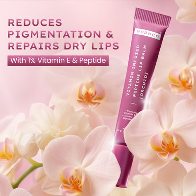 Hyphen Tinted Lip Balm ,Brightens Dark & Dry Lips - 1% Vitamin E, Peptide & Squalane - Orchid, Mauve