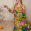 Dhiyona IE Floral Printed Sleeveless V-Neck A-Line Kurta With Trousers