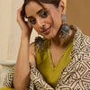 Dhiyona IE Sleeveless V-Neck Straight Kurta With Trousers & Dupatta