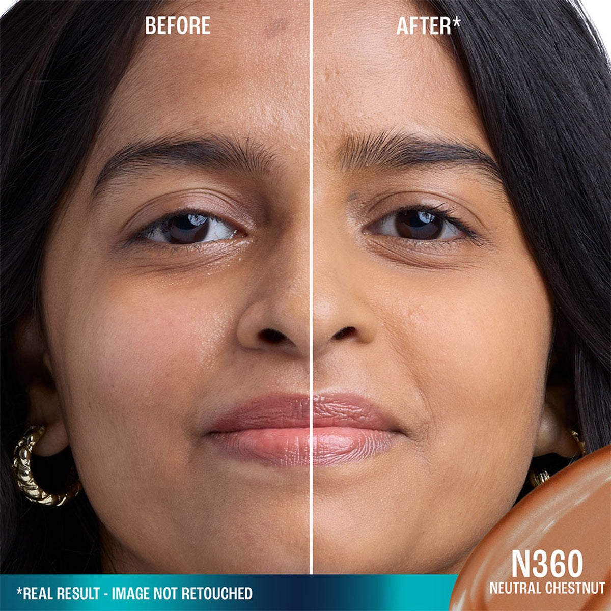 Lakme 9to5 Hya Matte Foundation with Hyaluronic Acid in Neutral Chestnut, showing the foundation bottle with product details.