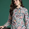 Indyancart IE Paisley Printed Pure Cotton Kurta with Salwar