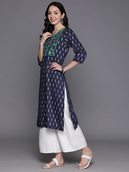 Indyancart IE Ethnic Motifs Embroidered Mirror Work Kurta