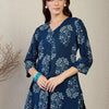 Dhiyona IE Floral Printed V-Neck A-Line Pure Cotton Kurta With Trousers