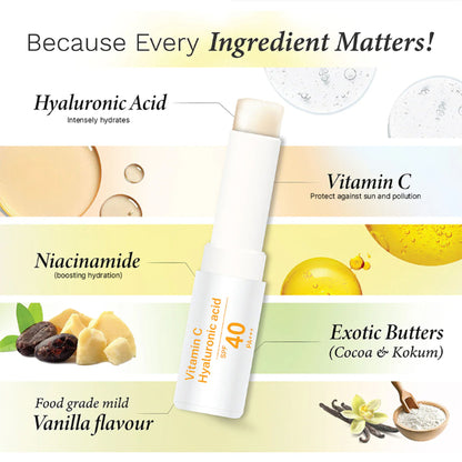 ALANNA Brightening Lip Balm SPF 40 with vanilla flavor, for dark and pigmented lips, suitable for men and women.