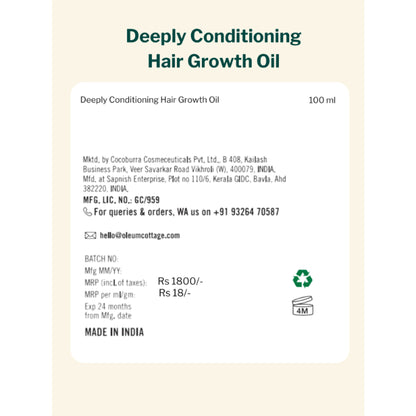Oleum Cottage Deeply Conditioning Hair Spa Oil For Hair Fall, Alopecia & Balding