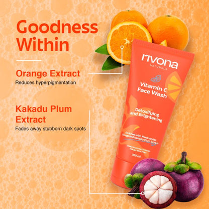 Rivona Naturals Vitamin C Face Wash With Niacinamide For Brightening And Glowing Skin