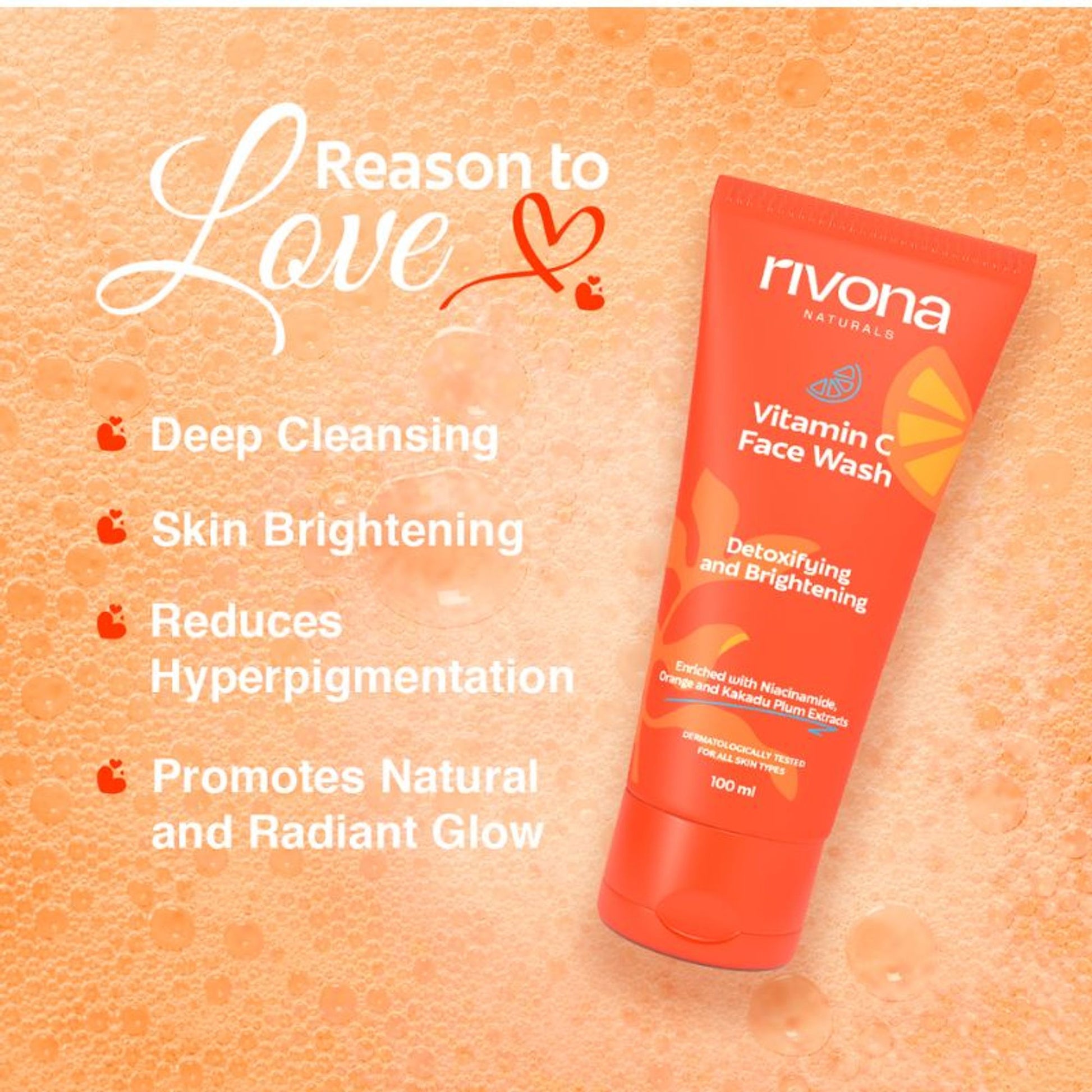 Rivona Naturals Vitamin C Face Wash With Niacinamide For Brightening And Glowing Skin