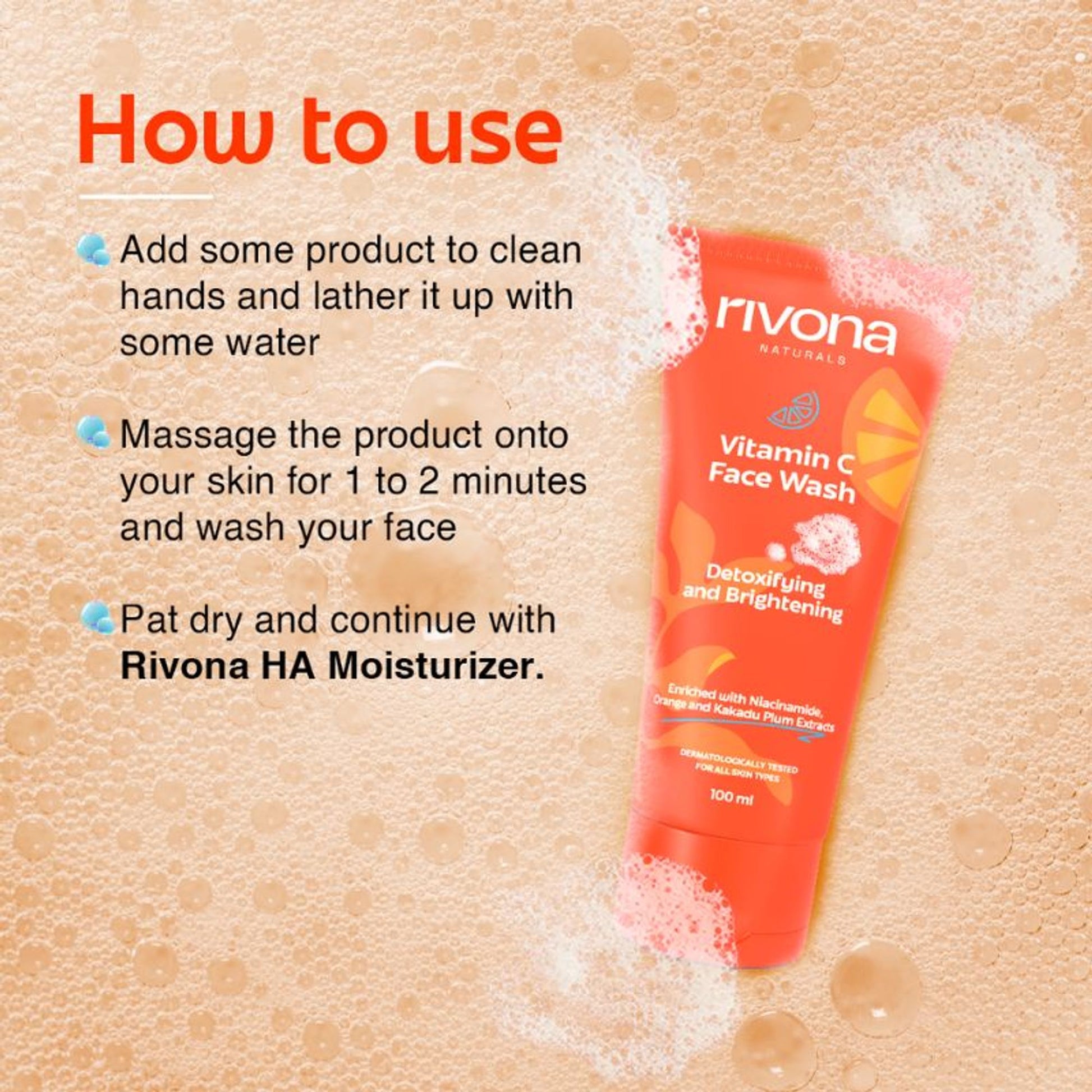 Rivona Naturals Vitamin C Face Wash With Niacinamide For Brightening And Glowing Skin