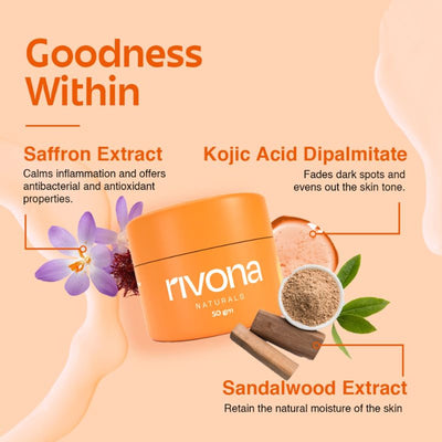 Rivona Naturals Honey And Saffron Face Moisturizing Cream For Bright Glowing Skin, Fades Dark Spots