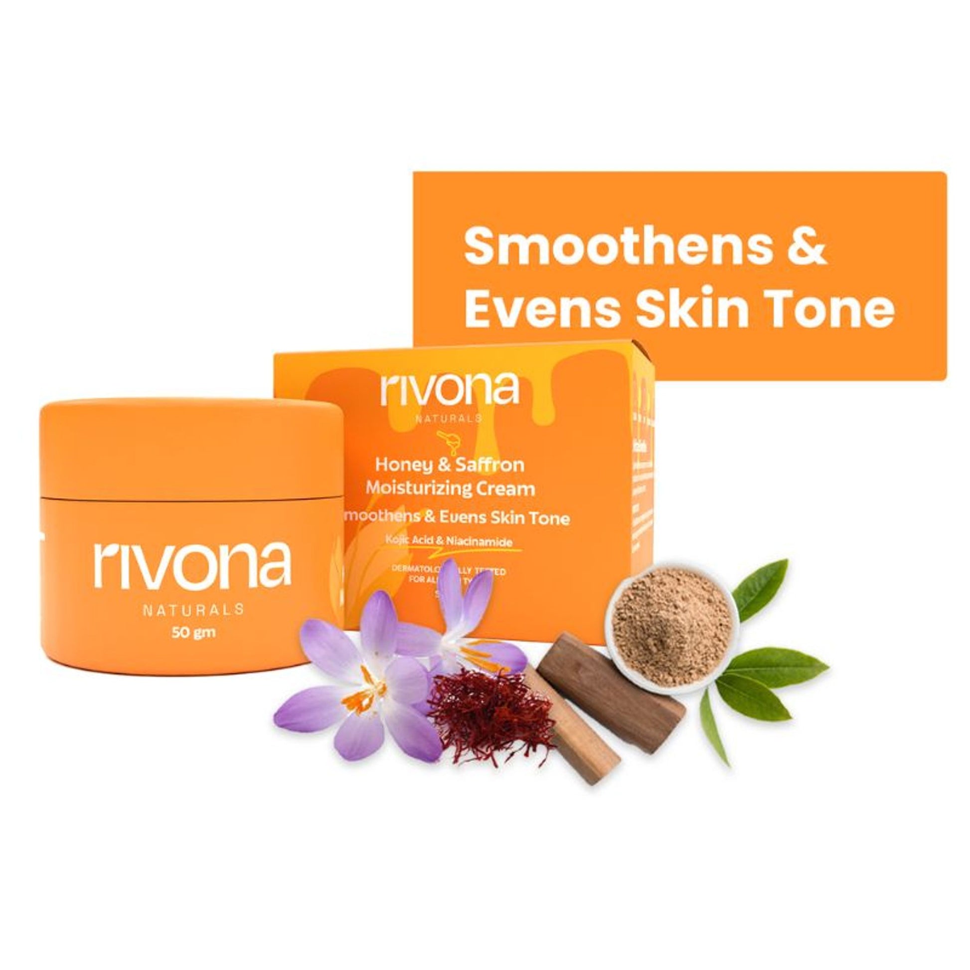 Rivona Naturals Honey And Saffron Face Moisturizing Cream For Bright Glowing Skin, Fades Dark Spots