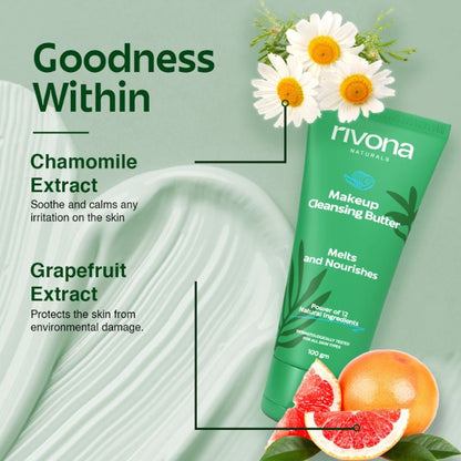 Rivona Naturals Cleansing Balm Gentle Waterproof Makeup Remover For Face, Lips, Eyes - Non Drying