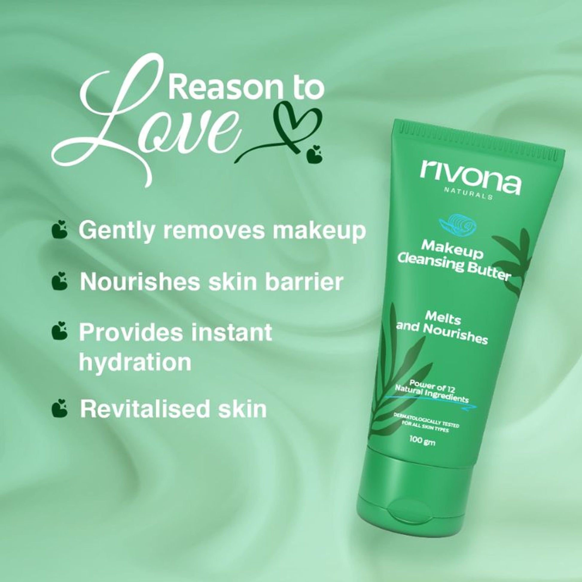 Rivona Naturals Cleansing Balm Gentle Waterproof Makeup Remover For Face, Lips, Eyes - Non Drying
