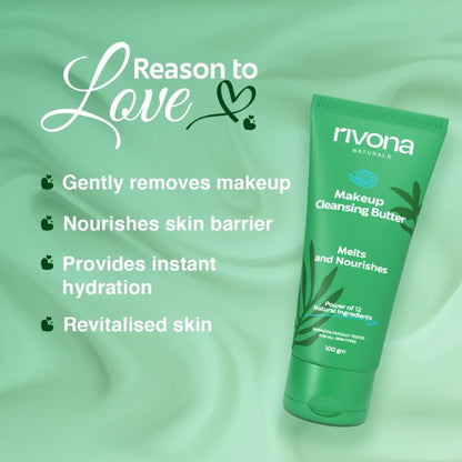 Rivona Naturals Cleansing Balm Gentle Waterproof Makeup Remover For Face, Lips, Eyes - Non Drying