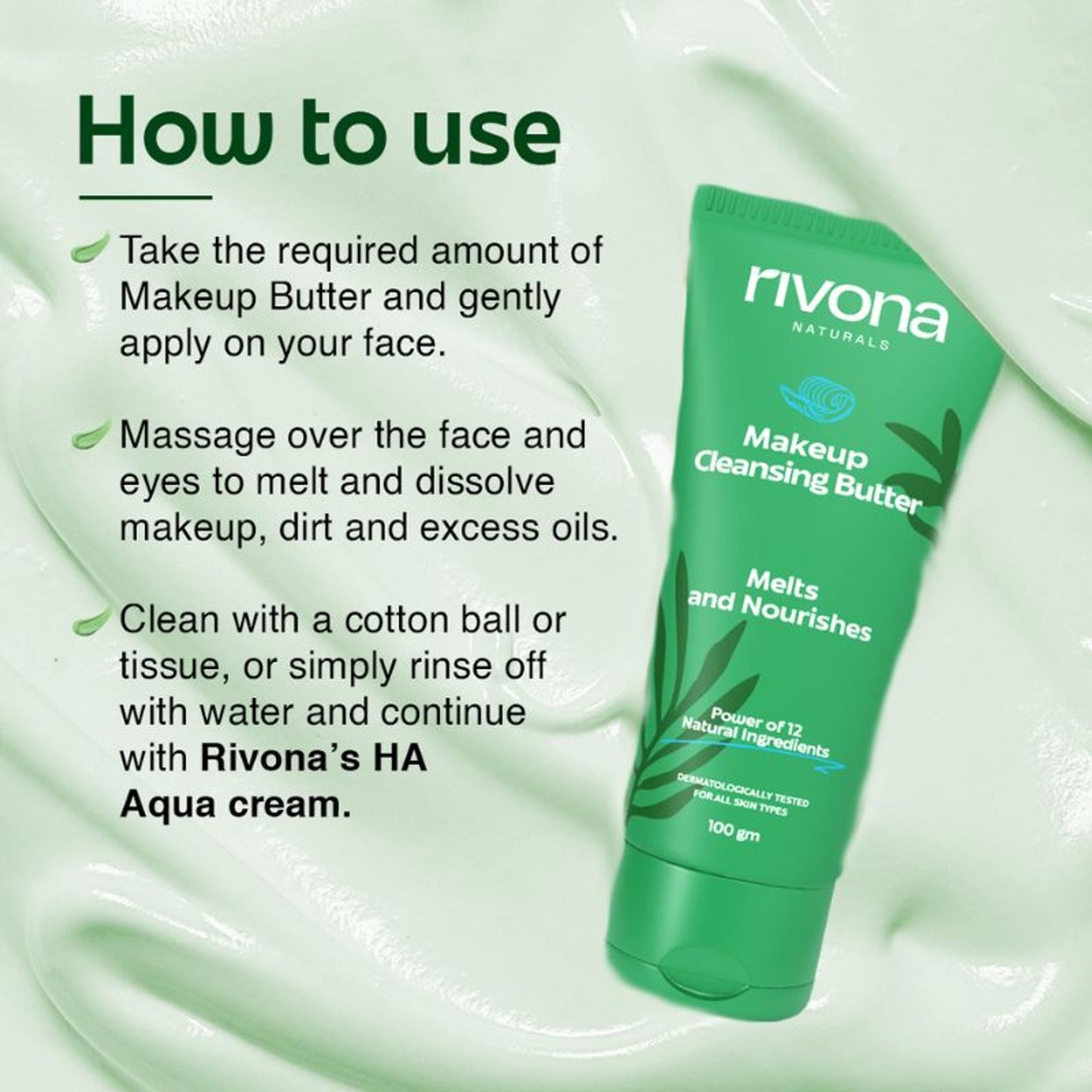 Rivona Naturals Cleansing Balm Gentle Waterproof Makeup Remover For Face, Lips, Eyes - Non Drying