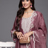 Dhiyona IE Women Embroidered Regular Sequined Kurta with Trousers & Dupatta