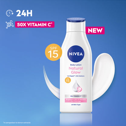 NIVEA Cell Repair 50X Vit C Sunscreen Natural Glow Body Lotion Reduces Tan, Brightens - Uva & Uvb
