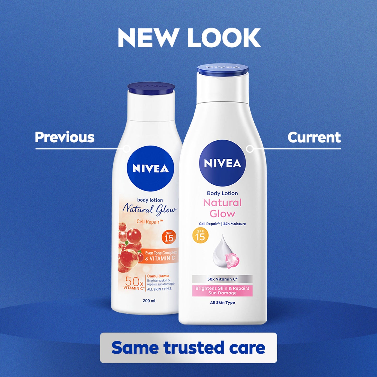 NIVEA Cell Repair 50X Vit C Sunscreen Natural Glow Body Lotion Reduces Tan, Brightens - Uva & Uvb