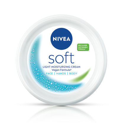 NIVEA Soft Moisturizing Cream Vitamin E Face Cream, Body Moisturizer 72H Hydration Dry & Normal Skin