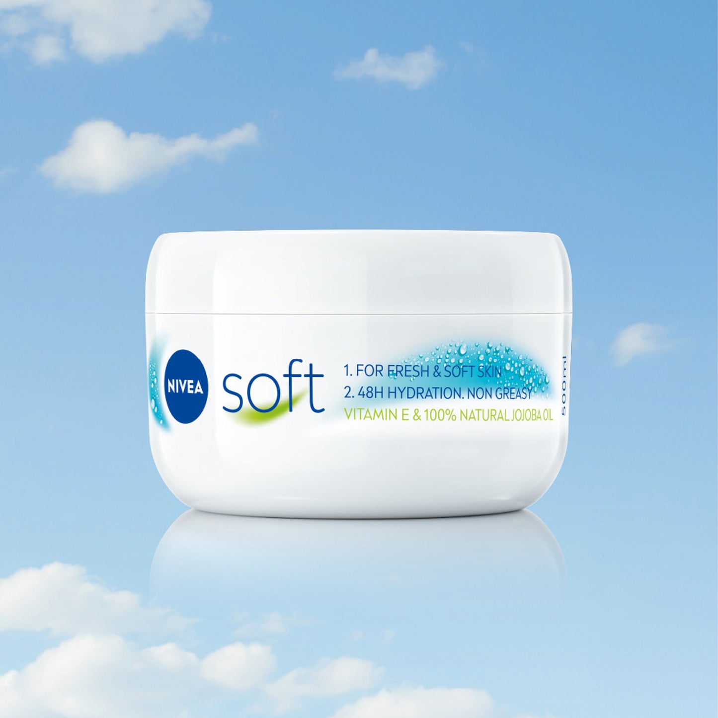 NIVEA Soft Moisturizing Cream Vitamin E Face Cream, Body Moisturizer 72H Hydration Dry & Normal Skin