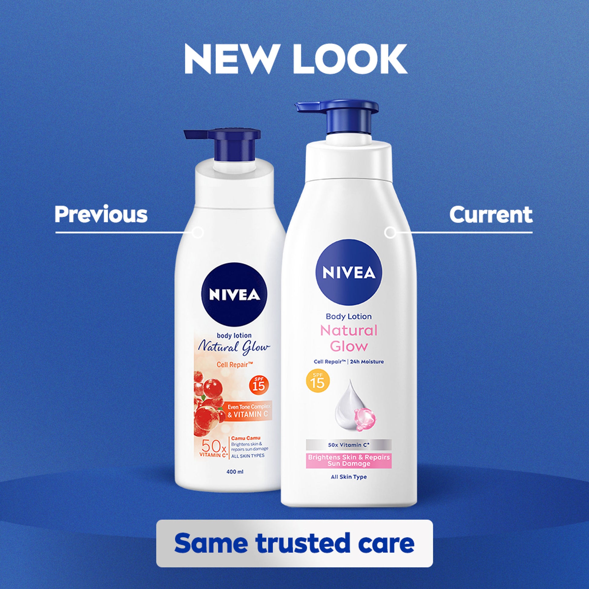 NIVEA Cell Repair 50X Vit C Sunscreen Natural Glow Body Lotion Reduces Tan, Brightens - Uva & Uvb
