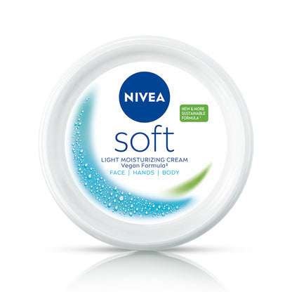 NIVEA Soft Moisturizing Cream Vitamin E Face Cream, Body Moisturizer 72H Hydration Dry & Normal Skin