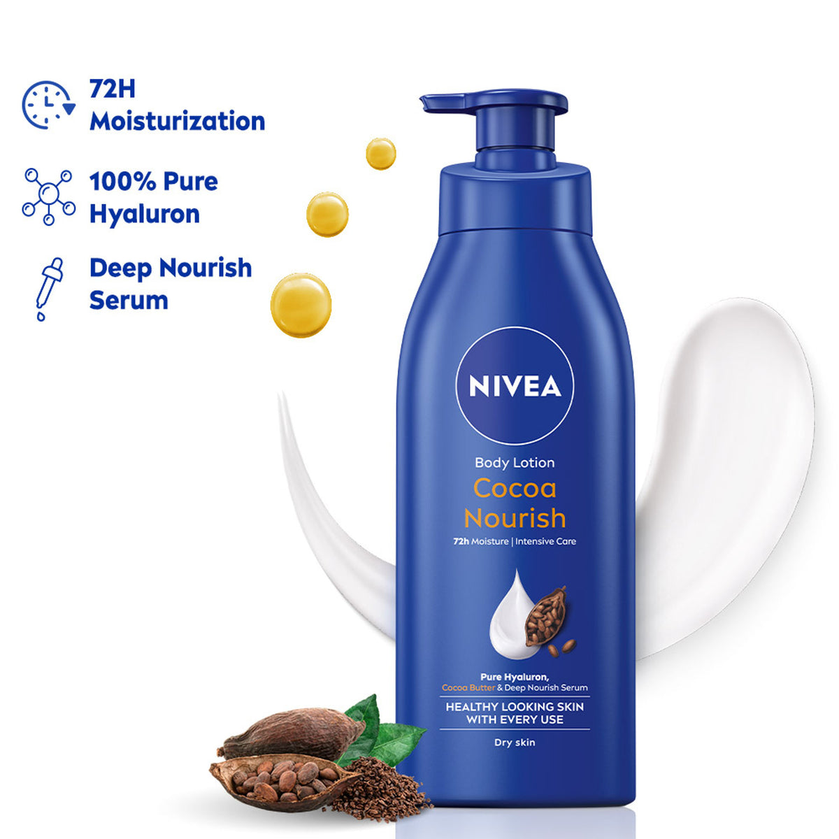 NIVEA 48H Deep Moisture Care Cocoa Butter & Vit E Body Lotion For Very Dry Skin